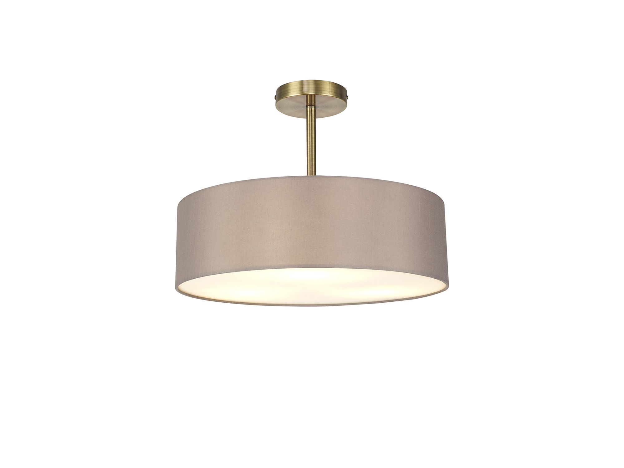 DK0744  Baymont 45cm Semi Flush 5 Light Antique Brass, Grey/White